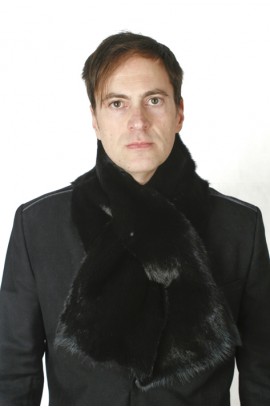 Black mink fur scarf, large, unisex